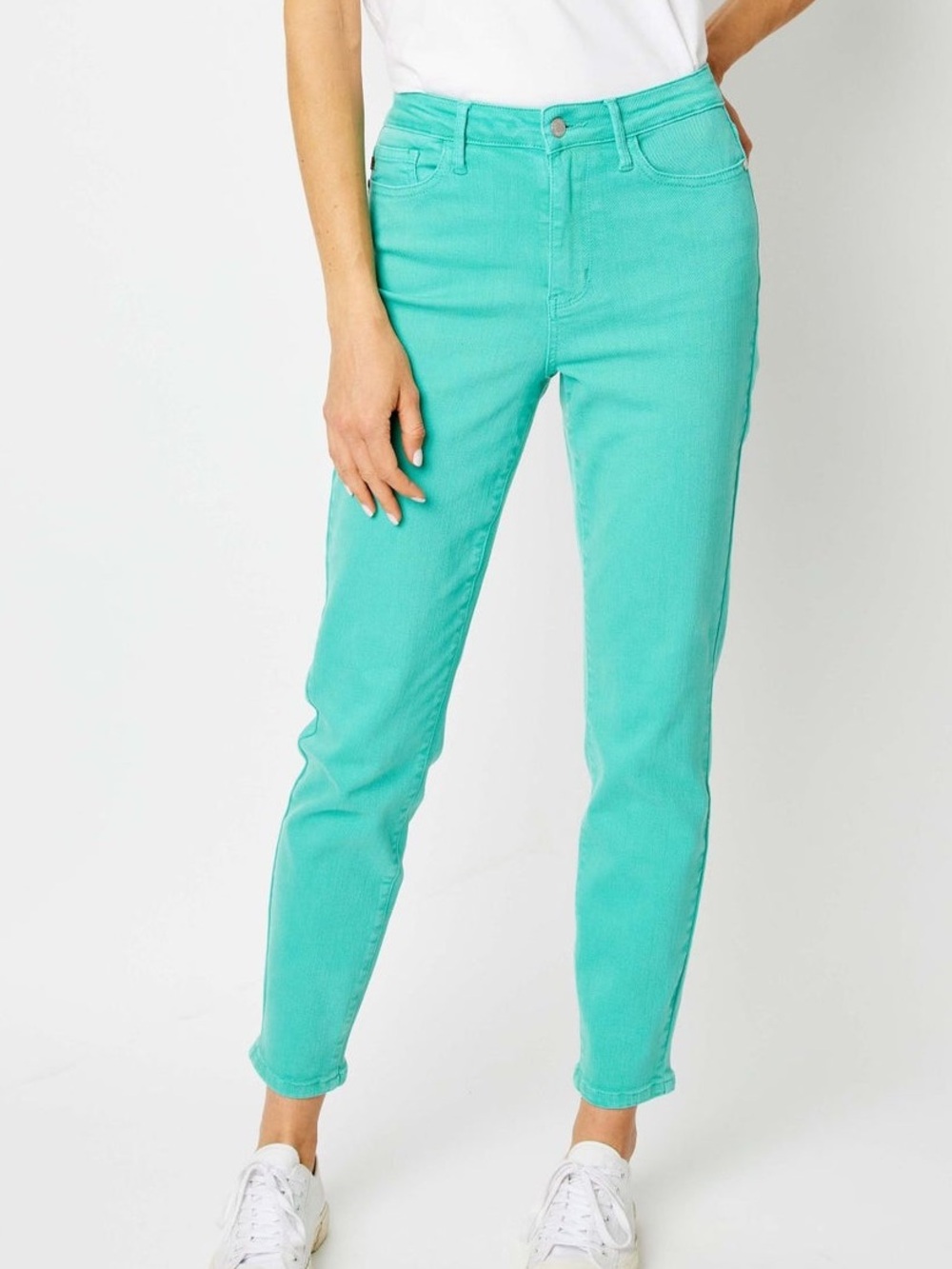 Judy Blue Teal Cropped High-Rise Slim Jeans